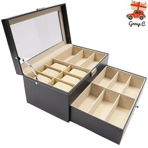 9+6 Fächer Uhrenbox Brillen Schmuck Sonnenbrille Aufbewahrung Schublade abschließbar Etui - Bild 1 von 14