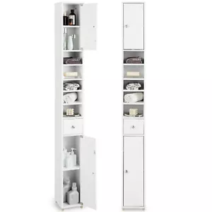 Bathroom Storage Cabinet Tall Slim Floor Cupboard Toilet Narrow Linen Tower - Picture 1 of 8