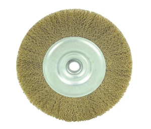 RUEDA DE CEPILLO DE ALAMBRE RECUBIERTA DE LATÓN REDONDO DE 6" PARA AMOLADORA DE BANCO 6 PULGADAS X 1 PULGADA - Imagen 1 de 1