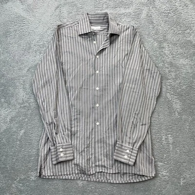 Richard James Shirt Mens 16 Gray Striped Dress Savile Row Formal Business Button - Image 1 of 4