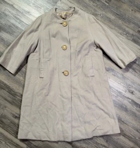 Vtg 40s 50s 24K by EINIGER 100% Cashmere Beige Dress Coat Long Size Large Read - Picture 1 of 19