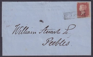 1854 1d Red SG 17 Plate 175 JA Scots Local DUKE STREET to Peebles Very Fine - Picture 1 of 2