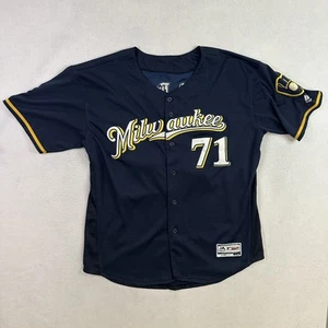 Milwaukee Brewers Jersey Mens 48 Hader 71 MLB Baseball Majestic Flex Base - Picture 1 of 12