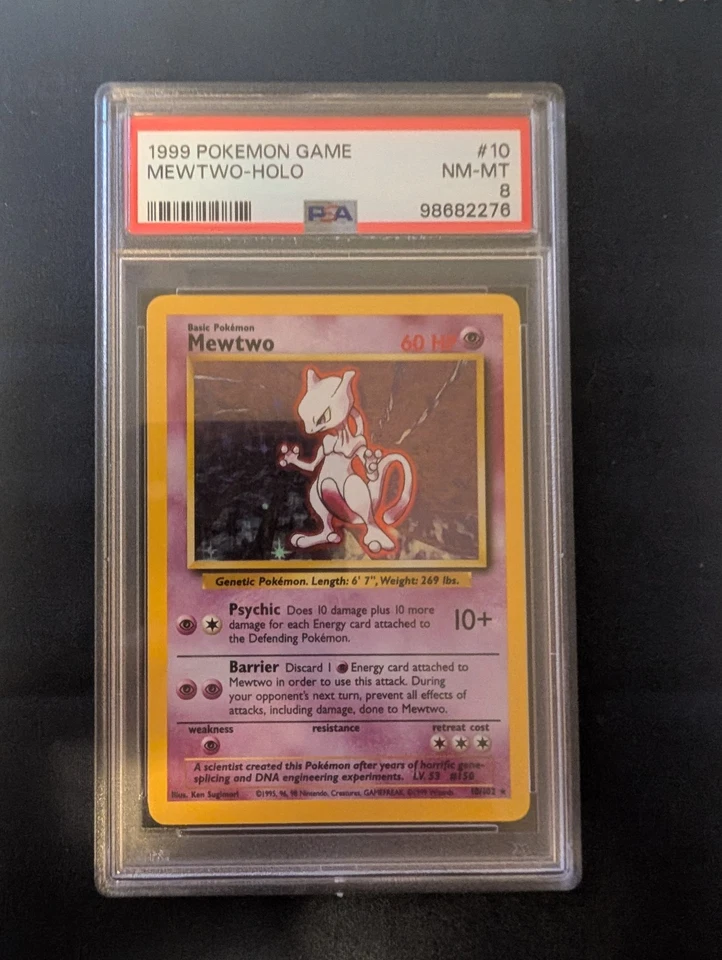 Mewtwo 010/102 Base Set unlimited Holo PSA 8 - Image 1 of 2