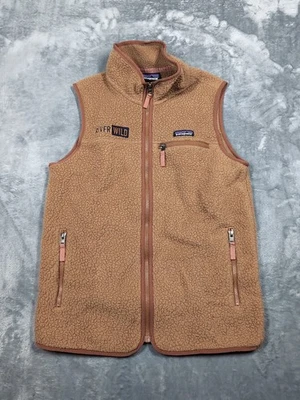 Chaleco Patagonia Para Hombres Mediano Marrón Retro Pila Vellón Cremallera Completa Río Salvaje Logo Foto 1 de 4