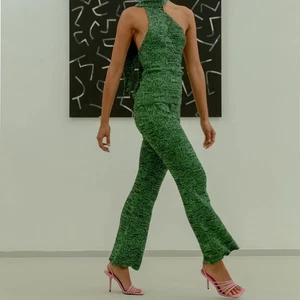 Mozh Mozh Mozhdeh Matin Shine Knit Flare Pants Green Black Large NWT $450 Peru - Picture 1 of 15