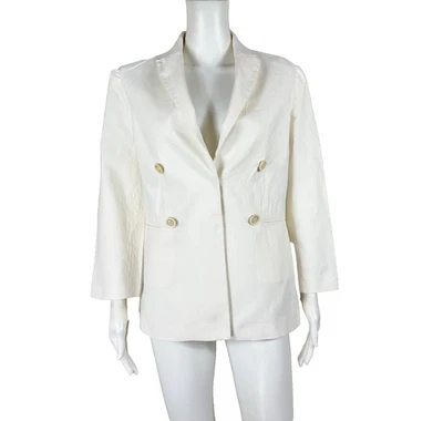 Jaqueta BRUNELLO CUCINELLI botão de pressão listra tonal algodão/linho 42 = EUA 8 - NTSF - Imagem 1 de 4