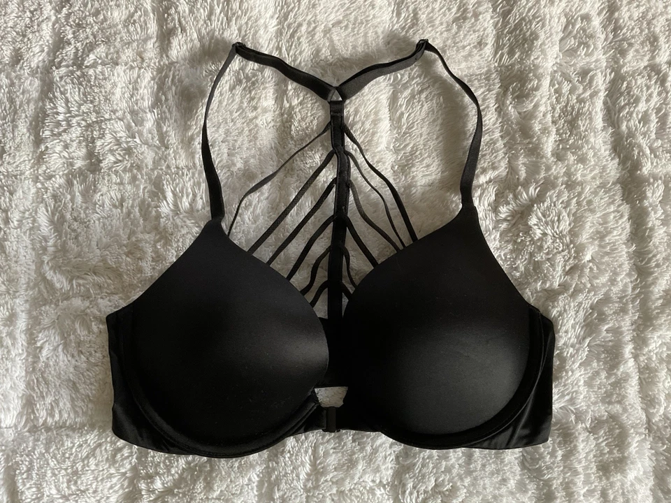 Victoria’s Secret Very Sexy Push-Up Pigeonnant Black Front Clasp 32C Racerback - Image 1 of 4