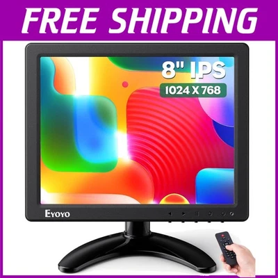 Versatile 8-Inch Monitor with Remote Control - Supports Multiple Installations - Image 1 of 4