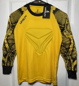 Levelty Multi Padded Goalkeeper/Goalie Jersey/Shirt~Yellow/Black-Youth 3XS - Picture 1 of 12