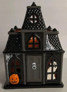 Bath & Body Works Slatkin Co Halloween schwarz Spukhaus Kerze Leuchte 2010 - Bild 1 von 10