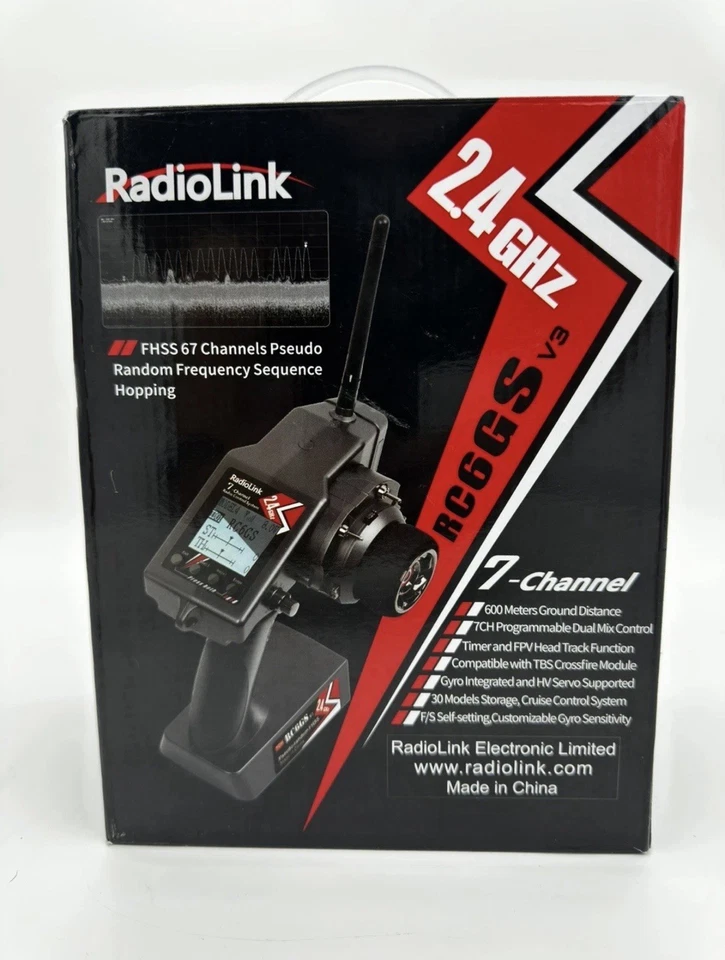 Radio Transmisor Radiolink RC6GS V3 2.4G de 7 Canales con Receptor Giroscopio R7FG Foto 1 de 4