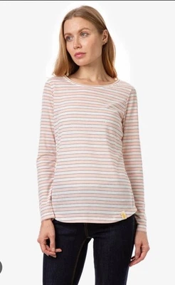 US Polo Assn Top Women's Small Pink White Long Sleeve Striped TShirt Crew NEW - Image 1 of 4
