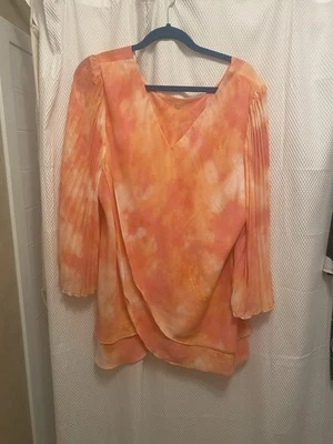 Nuevo-JERSEY MUJER FIELTRO LAURIE MANGA LARGA TOP BLUSA CARRERA NARANJA TALLA XL Foto 1 de 4