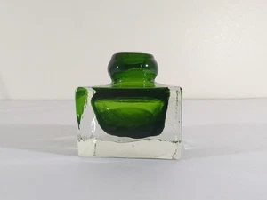 Jarrón pisapapeles cuadrado de vidrio verde arte de Murano de 2,5" tintero - Imagen 1 de 6
