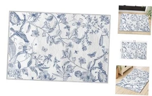 Monochrome Sketch Birds and Flowers Spring Area Rug, Summer Bath Rug Home - Picture 1 of 8