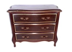 Vintage Japan APCO Footed Dresser Music Wood Jewelry Box Velvet Lined 3 Drawer - Picture 1 of 22
