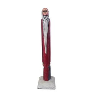 Vintage Bleistift Weihnachtsmann Figur bemalt groß dünn handgeschnitzt - Bild 1 von 7