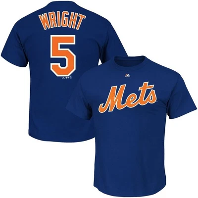 NEW DAVID WRIGHT New York Mets #5 Blue Jersey Style Majestic Tee-Shirt MENS SZ L - Image 1 of 4