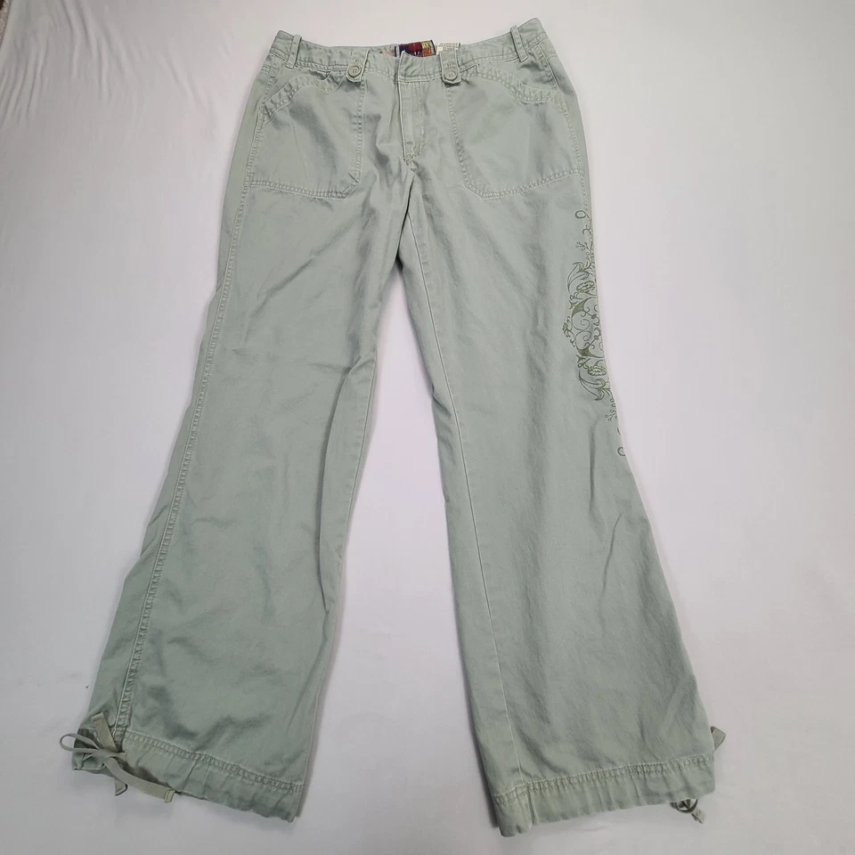 Pantalones Caribbean Joe para mujer 14 verde cargo algodón informal cordón relajado cómodo Foto 1 de 4