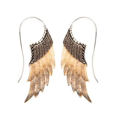 81stgeneration Sterling Silber Perlmutt Feder Adler Engel Flügel Ohrringe - Bild 1 von 3