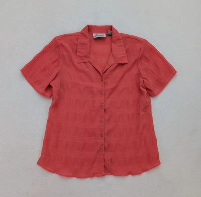 Top para mujer Joanna talla M coral naranja manga corta abotonada Foto 1 de 4