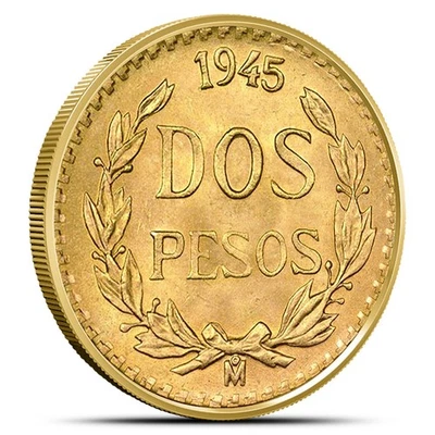 Moneda de oro mexicana de 2 pesos (año aleatorio, estado variado) Foto 1 de 2