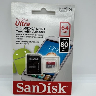 SanDisk 64GB Ultra MicroSDXC UHS-I Memory Card With Adapter For Android - Image 1 of 4