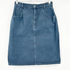 Calvin Klein Womens VTG Vintage Y2K Knee Length Slit Pencil Denim Skirt Size 12 - Picture 1 of 8