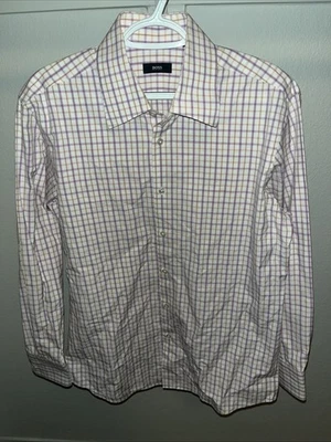 Camisa de vestir Hugo Boss multicolor a cuadros manga larga con botones 16 1/2/32/33 Foto 1 de 4