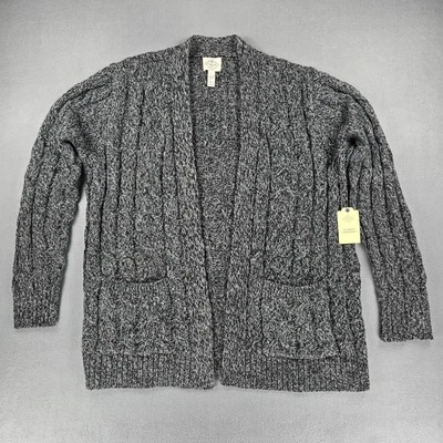 Cárdigan para mujer St Johns Bay grande tejido con cable frente abierto nuevo con etiquetas suéter grueso Foto 1 de 4