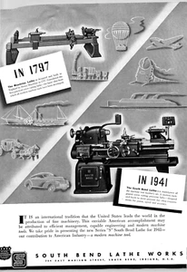Anuncio impreso de aviación vintage 1941 - South Bend Lathe Works - Imagen 1 de 1