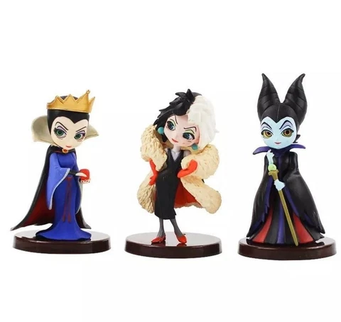 3pc Villians Cruella Maleficent Playset 3 Figure Disney Cake Topper Toy Doll Set Cover