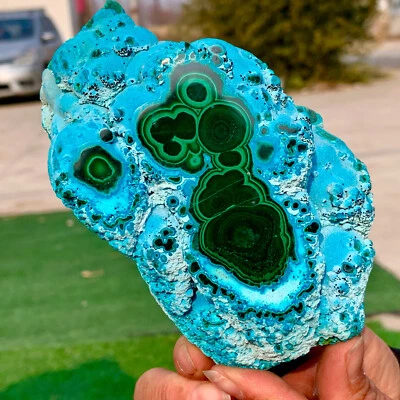 Muestra mineral en bruto racimo transparente crisocola/malaquita natural de 1,65 lb Foto 1 de 4