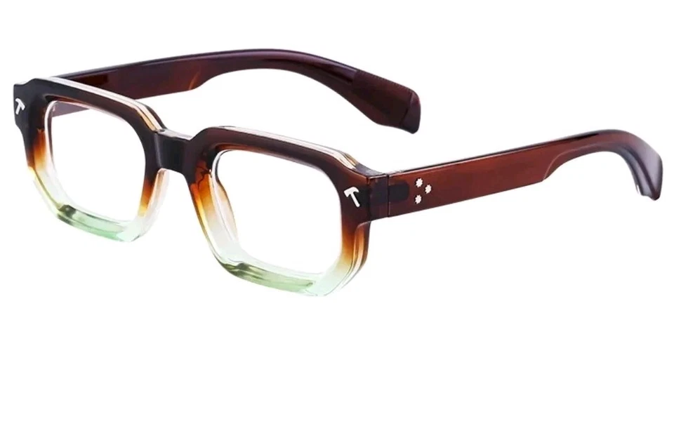 Men's 2024 Trendy Vintage  Retro Thick Rectangle Eyeglasses Frame Sunglasses  - Image 1 of 4