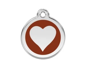 Dog ID Tag Charm, Brown Heart,  Red Dingo, Personalized Lifetime Guarantee S M L - Picture 1 of 6