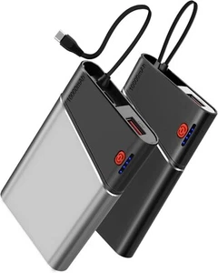 2-Pack Portable Charger, 22.5W 10000mAh Power Bank PD Fast Charging (Black+Grey) - Picture 1 of 7