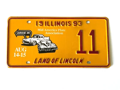 Rare 1993 MAPA Illinois Event License Plate Corvette T-bird - Image 1 of 2