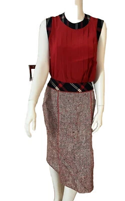 Chanel Boutique Vintage Conjunto de Falda Tweed y Top de Seda Talla 42 Foto 1 de 4