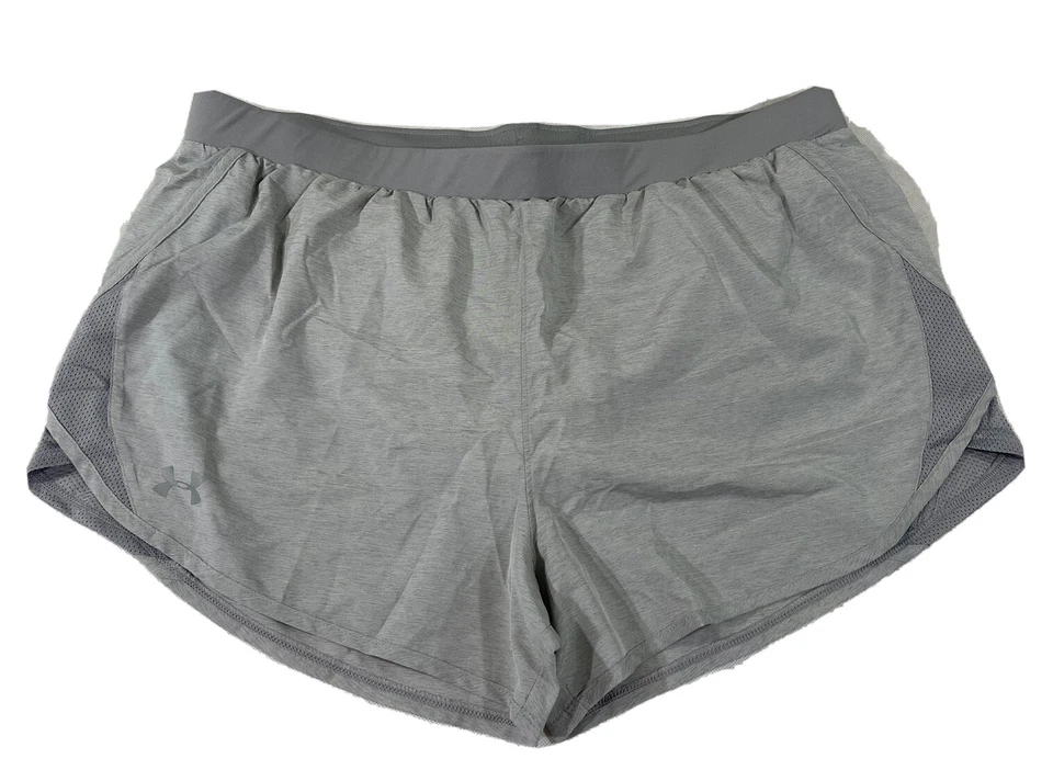 UA Under Armour XL Womens Shorts Silver Gray HeatGear Elastic Waist Liner V7