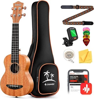 Donner DUC-100 23" Concert Ukulele Set Ukelele Mahogany Wood Ukalalee + Gig Bag - Image 1 of 4