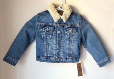 Size 4/4T Polo Ralph Lauren Denim Faux Shearling Trucker Jacket BASS WASH NWT - Image 1 of 4