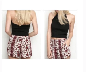 brandy melville Eve Floral shorts One Size New Summer Pockets Drawstring - Picture 1 of 4