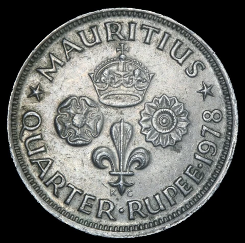 MAURITIUS 1978 QUARTER 1/4 RUPEE - Lot #8072 Cover