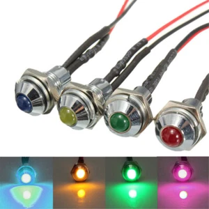 8mm LED Metal Indicator Pilot Dash Light Lamp 12V Auto Car Accessories Universal - Picture 1 of 14