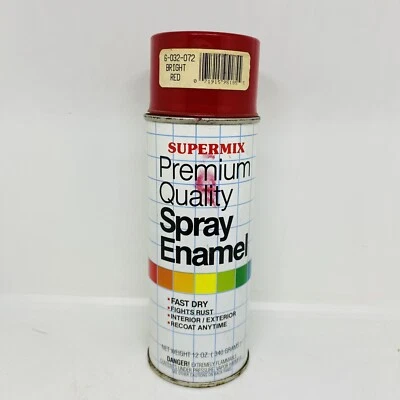 Vintage SUPERMIX premium Spray enamel paint can Bright Red  - Image 1 of 2