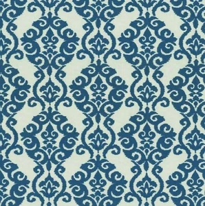 1 1/2 YDS Waverly LUMINARY Damask INDIGO Blue Drapery Upholstery Sewing Fabric - Picture 1 of 3