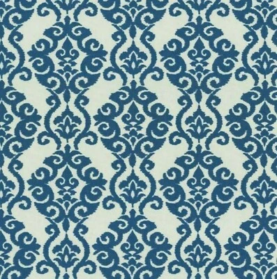 1 1/2 YDS Waverly LUMINARY Damask INDIGO Blue Drapery Upholstery Sewing Fabric - Image 1 of 3