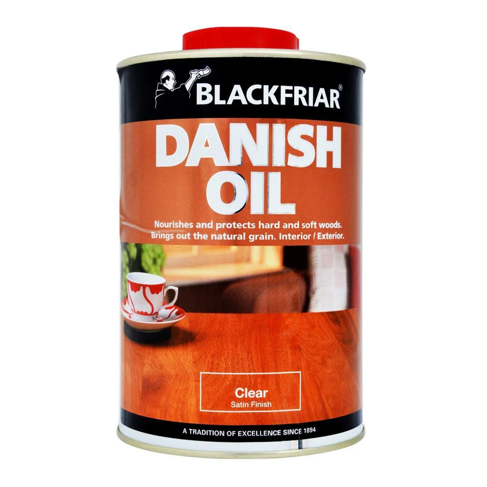 250ml / 1L / 2.5L / 5L Blackfriar Danish Oil Clear Satin Finish Wood Protection