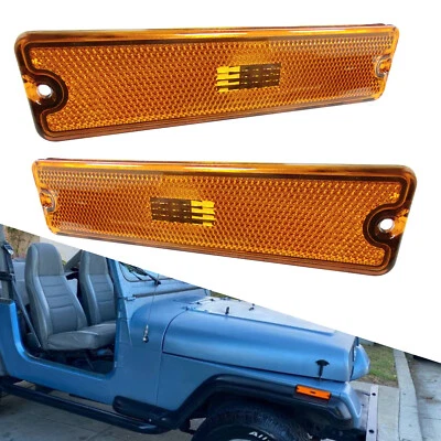 Amber Lens Front Side Marker Fender Light Reflector For Jeep 1987-1995 Wrangler - Image 1 of 4